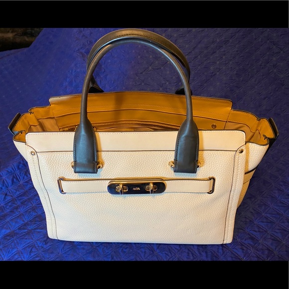 Coach Handbags - COACH Purse Black Off-White LRG Authentic  Leather